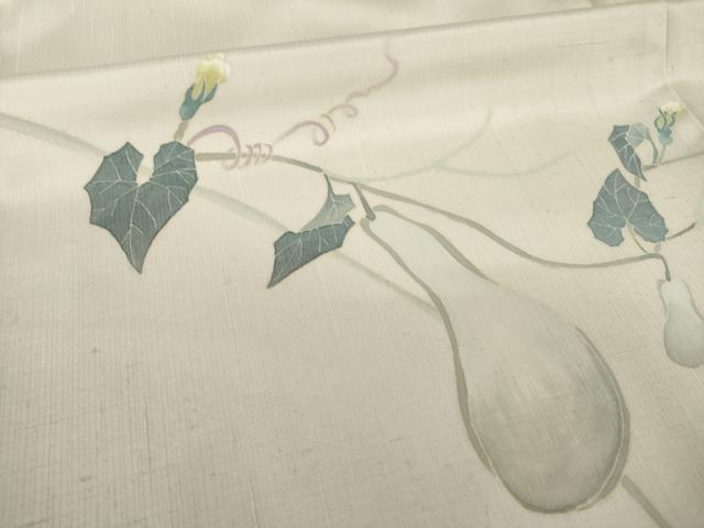 平和屋着物●本加賀友禅作家　中正享子　結城紬　訪問着　六瓢息炎　さが美扱い　証紙付き　正絹　逸品　AABI5093ck