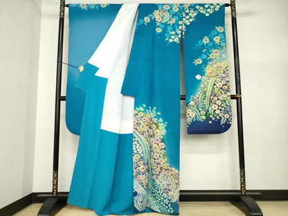 平和屋着物●豪華振袖　辻が花　舞花文　暈し染め　金通し地　正絹　逸品　AABI5094ck