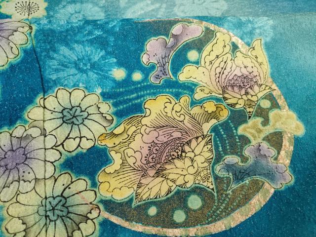 平和屋着物●豪華振袖　辻が花　舞花文　暈し染め　金通し地　正絹　逸品　AABI5094ck
