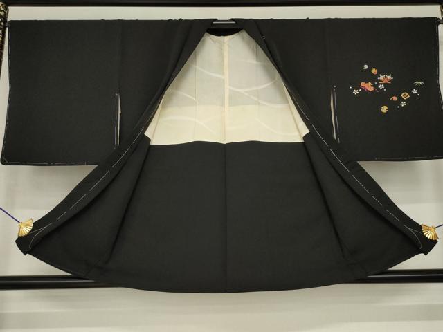 平和屋着物○羽織 総駒刺繍 宝尽くし 黒地 正絹 逸品 未使用 AABI5095ck