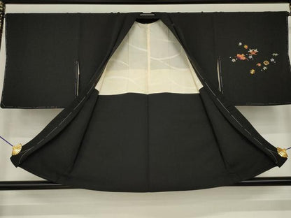 平和屋着物●羽織　総駒刺繍　宝尽くし　黒地　正絹　逸品　未使用　AABI5095ck