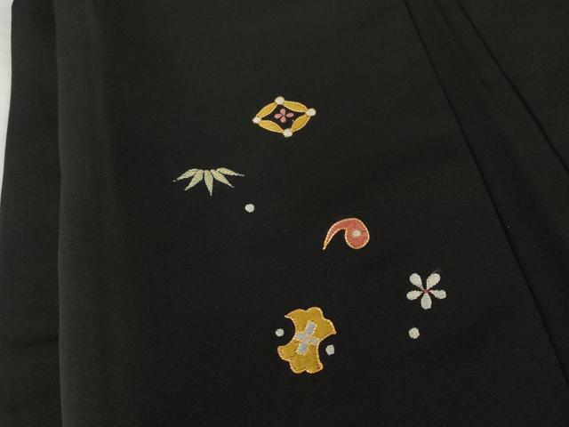 平和屋着物○羽織 総駒刺繍 宝尽くし 黒地 正絹 逸品 未使用 AABI5095ck