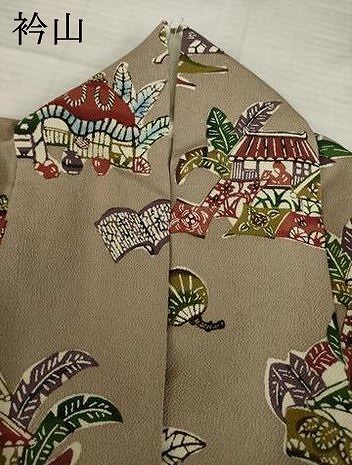 平和屋着物●上質な小紋　型染め　風景文　阪急百貨店扱い　正絹　逸品　AABI5097ck
