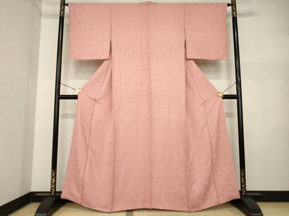 平和屋着物●上質な色無地　辻が花地紋　薄紅色　正絹　逸品　AABI5104ck
