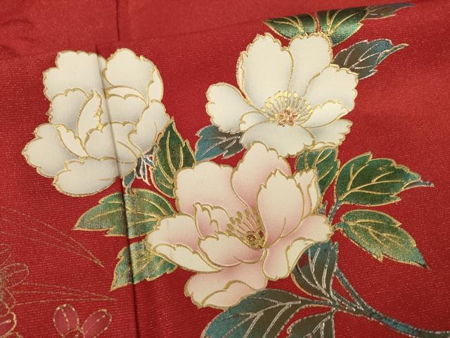 平和屋着物●豪華振袖　草花文　暈し染め　金彩　銀通し地　正絹　逸品　AABI5106ck