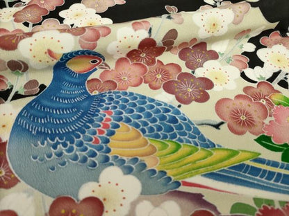 平和屋着物●豪華黒留袖　友禅　作家物　花鳥文　正絹　逸品　AABI5107ck