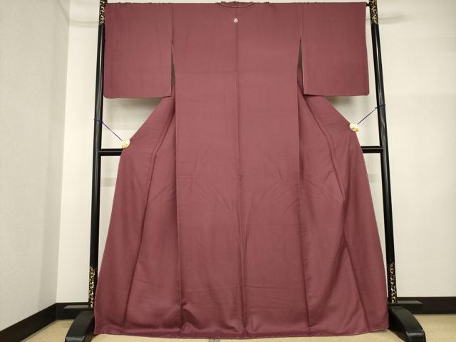 平和屋着物●上質な色無地　葡萄茶色　正絹　逸品　未使用　AABI5108ck