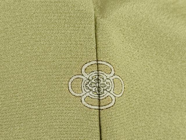 平和屋着物●上質な色無地　黄海松茶色　正絹　逸品　AABI5109ck