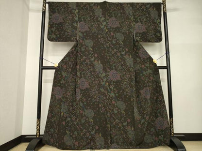 平和屋着物●上質な小紋　更紗花文　正絹　逸品　AABI5110ck