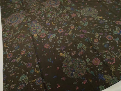 平和屋着物●上質な小紋　更紗花文　正絹　逸品　AABI5110ck