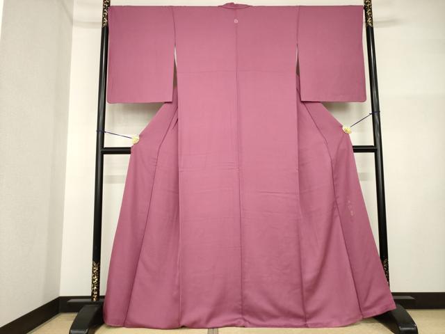 平和屋着物●上質な色無地　作家物　本泥引染　長春色　正絹　逸品　AABI5116ck