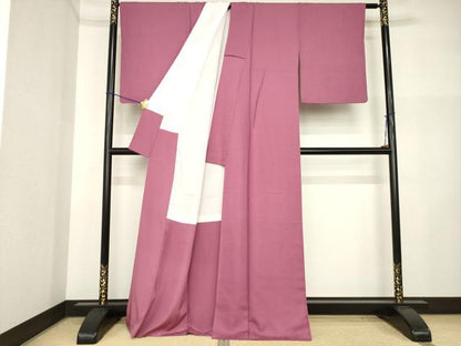 平和屋着物●上質な色無地　作家物　本泥引染　長春色　正絹　逸品　AABI5116ck