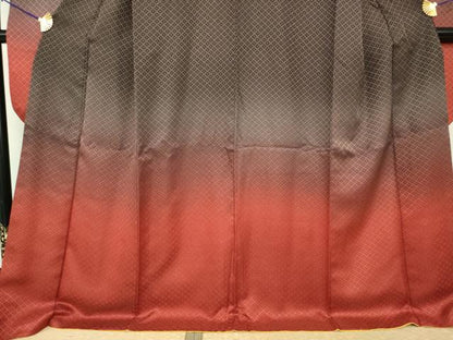 平和屋着物●豪華振袖　菱繋ぎ　暈し染め　金通し地　ロング丈　正絹　逸品　AABI5118ck