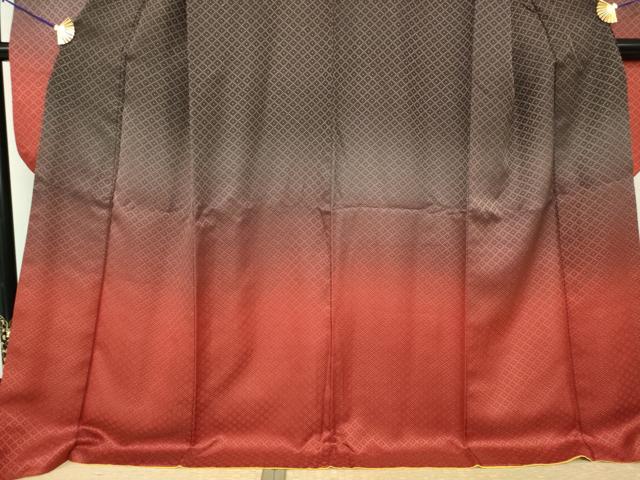 平和屋着物●豪華振袖　菱繋ぎ　暈し染め　金通し地　ロング丈　正絹　逸品　AABI5118ck