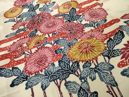 平和屋着物●豪華振袖　紅型　エ霞花文　正絹　逸品　AABI5120ck