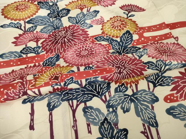 平和屋着物●豪華振袖　紅型　エ霞花文　正絹　逸品　AABI5120ck