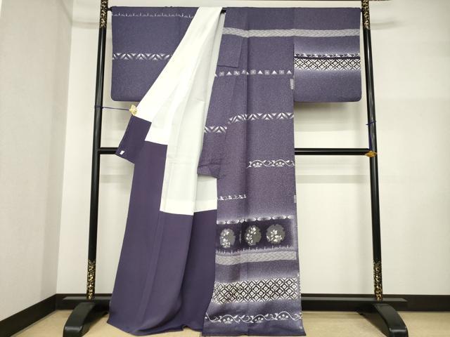 平和屋着物●訪問着　作家物　雪輪横段花文　暈し染め　正絹　逸品　AABI5124ck
