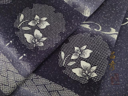 平和屋着物●訪問着　作家物　雪輪横段花文　暈し染め　正絹　逸品　AABI5124ck