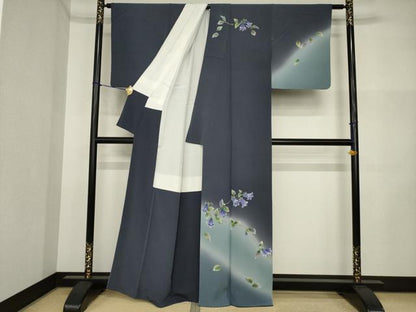 平和屋着物●訪問着　作家物　草花文　暈し染め　正絹　逸品　AABI5127ck