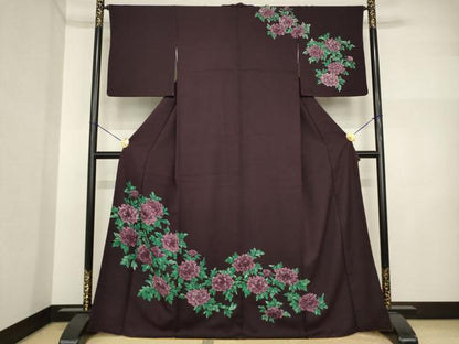 平和屋着物●訪問着　草花文　正絹　逸品　AABI5128ck