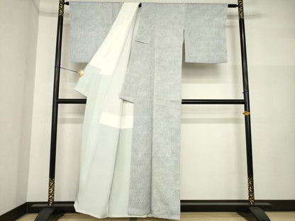 平和屋着物●上質な小紋　よろけ縞　正絹　逸品　AABI5130ck
