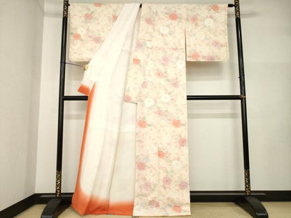 平和屋着物●上質な小紋　地紋起こし　椿尽くし　正絹　逸品　AABI5133ck