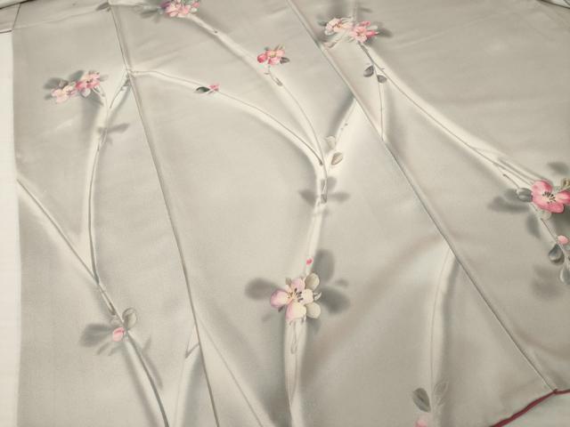平和屋着物●染色作家　斉藤三才　小紋　草花文　正絹　逸品　AABI5141ck