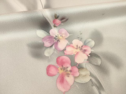 平和屋着物●染色作家　斉藤三才　小紋　草花文　正絹　逸品　AABI5141ck