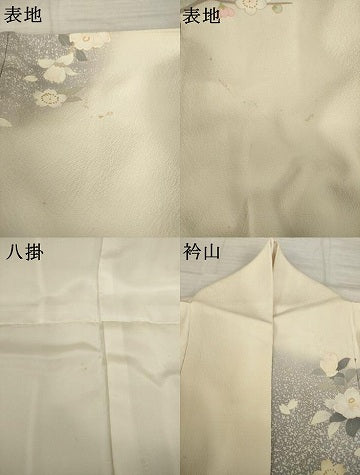 平和屋着物●訪問着　刺繍　枝花文　暈し染め　金彩　銀糸　ロング丈　正絹　逸品　AABI5143ck