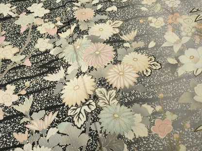 平和屋着物●訪問着　刺繍　枝花文　暈し染め　金彩　銀糸　ロング丈　正絹　逸品　AABI5143ck