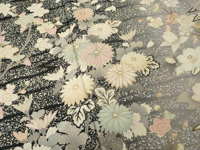 平和屋着物●訪問着　刺繍　枝花文　暈し染め　金彩　銀糸　ロング丈　正絹　逸品　AABI5143ck