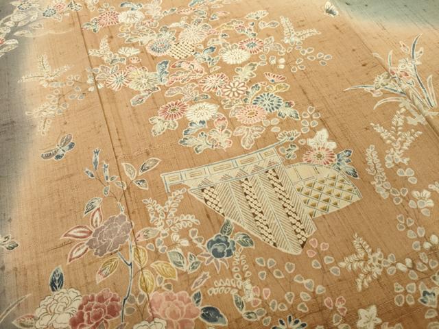 平和屋着物●染織の名門　しょうざん  生紬　訪問着　花籬文　暈し染め　やまと誂製　正絹　逸品　AABI5144ck