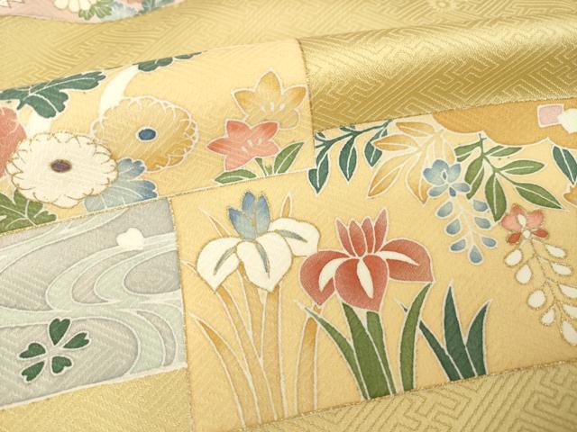 平和屋着物●訪問着　友禅　鴛鴦花文　金彩　ロング丈　正絹　逸品　AABI5145ck