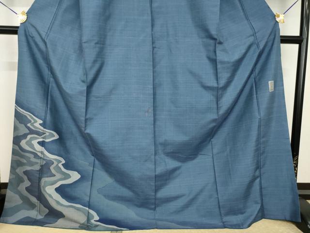 平和屋着物●京の名門　じゅらく謹製　紬　訪問着　漢方草木染　流水文　ロング丈　正絹　逸品　AABI5151ck