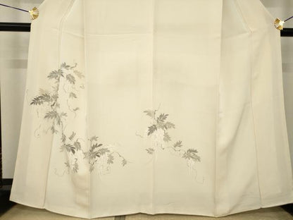 平和屋着物●訪問着　手描き　枝花文　正絹　逸品　AABI5156ck