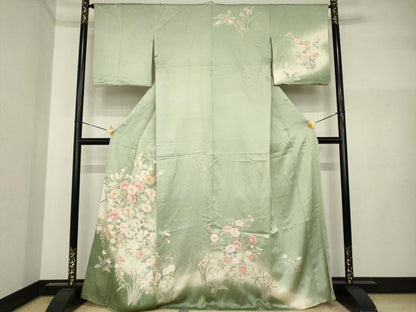 平和屋着物●訪問着　枝花文　暈し染め　金彩　正絹　逸品　AABI5157ck