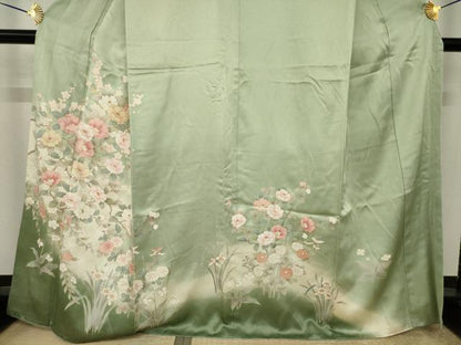 平和屋着物●訪問着　枝花文　暈し染め　金彩　正絹　逸品　AABI5157ck