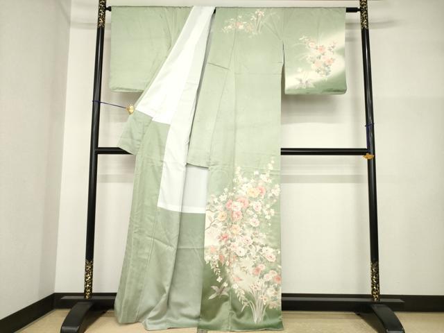 平和屋着物●訪問着　枝花文　暈し染め　金彩　正絹　逸品　AABI5157ck