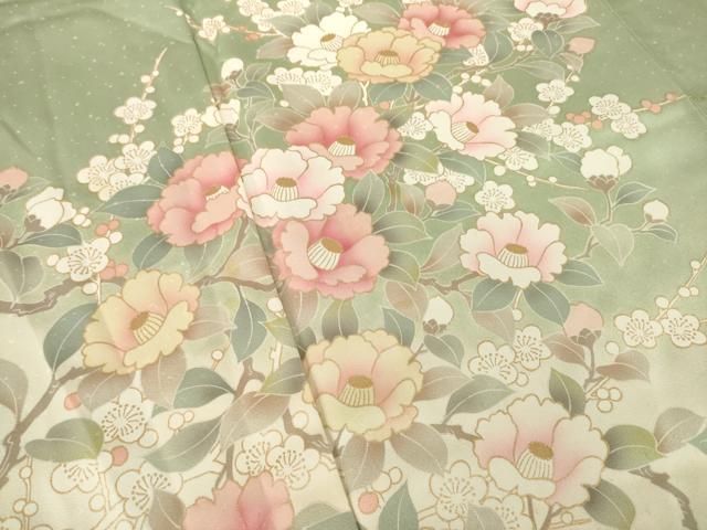 平和屋着物●訪問着　枝花文　暈し染め　金彩　正絹　逸品　AABI5157ck