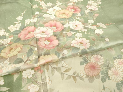 平和屋着物●訪問着　枝花文　暈し染め　金彩　正絹　逸品　AABI5157ck