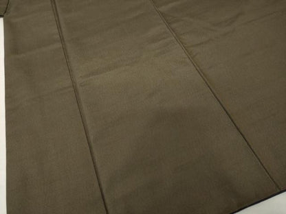 平和屋着物●男性　紬　色無地　海松色　正絹　逸品　AABI5159ck