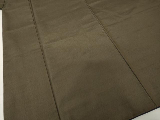 平和屋着物●男性　紬　色無地　海松色　正絹　逸品　AABI5159ck