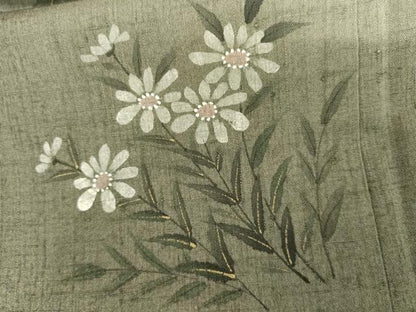 平和屋着物●訪問着　紬地　手描き　枝花文　金彩　正絹　逸品　AABI5161cs