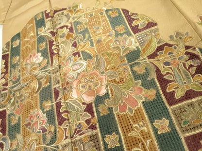 平和屋着物●豪華色留袖　中国三大刺繍　スワトウ刺繍　汕頭刺繍　更紗花文　金糸　正絹　逸品　AABI5162cs