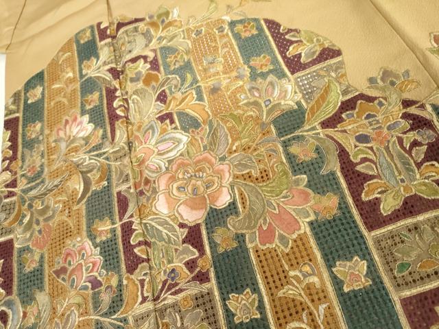 平和屋着物●豪華色留袖　中国三大刺繍　スワトウ刺繍　汕頭刺繍　更紗花文　金糸　正絹　逸品　AABI5162cs