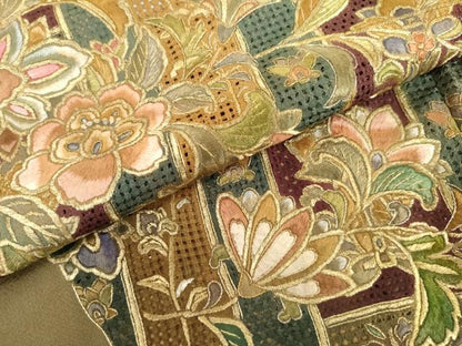 平和屋着物●豪華色留袖　中国三大刺繍　スワトウ刺繍　汕頭刺繍　更紗花文　金糸　正絹　逸品　AABI5162cs