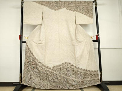 平和屋着物●訪問着　総絞り　更紗花唐草文　正絹　逸品　AABI5163cs