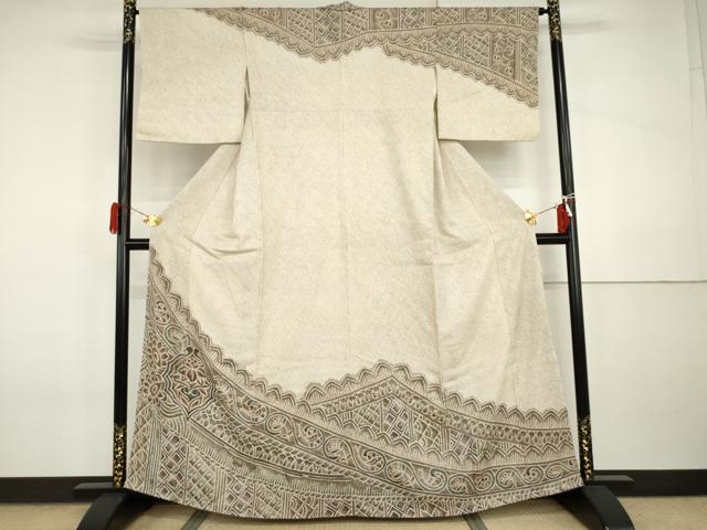 平和屋着物●訪問着　総絞り　更紗花唐草文　正絹　逸品　AABI5163cs