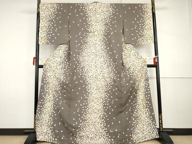 平和屋着物●上質な小紋　舞桜間道　金彩　正絹　逸品　未使用　AABI5167cs