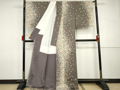 平和屋着物●上質な小紋　舞桜間道　金彩　正絹　逸品　未使用　AABI5167cs